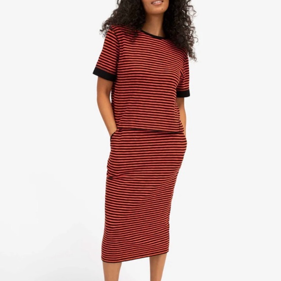 Clare V. Le Tube Skirt in Black & Poppy Stripe | XXL | EUC - Picture 10 of 10